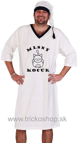 Nočná košeľa s čiapkou Kocúr