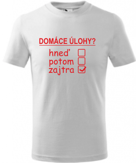Detské tričko Domáce úlohy biele