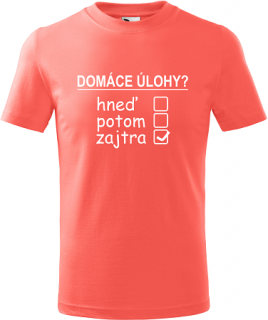 Detské tričko Domáce úlohy korál