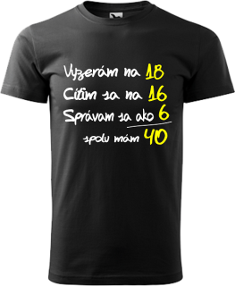 Pánske tričko Vyzerám cítim sa 40r