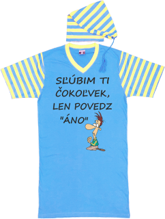 Nočná košeľa modrožltá "sľúbim"