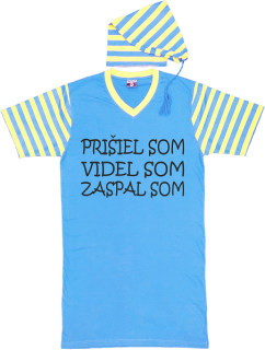 Nočná košeľa modrožltá "prišiel som"