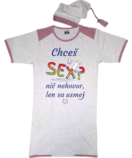Dámska nočná košeľa s čiapkou "SEX"