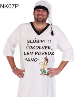 Pánska nočná košeľa biela  "SĽÚBIM ČOKOĽVEK"